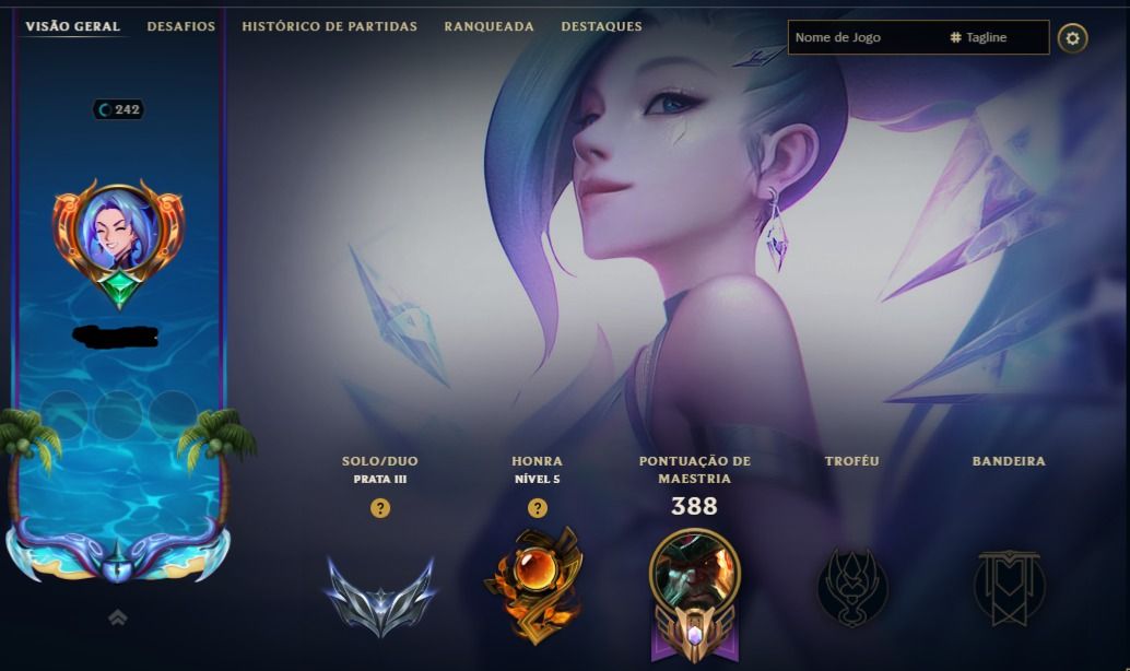 CONTA LOL - LV 242 - BANDEIRA PRAIAS PECAMINOSAS - SKINS 151