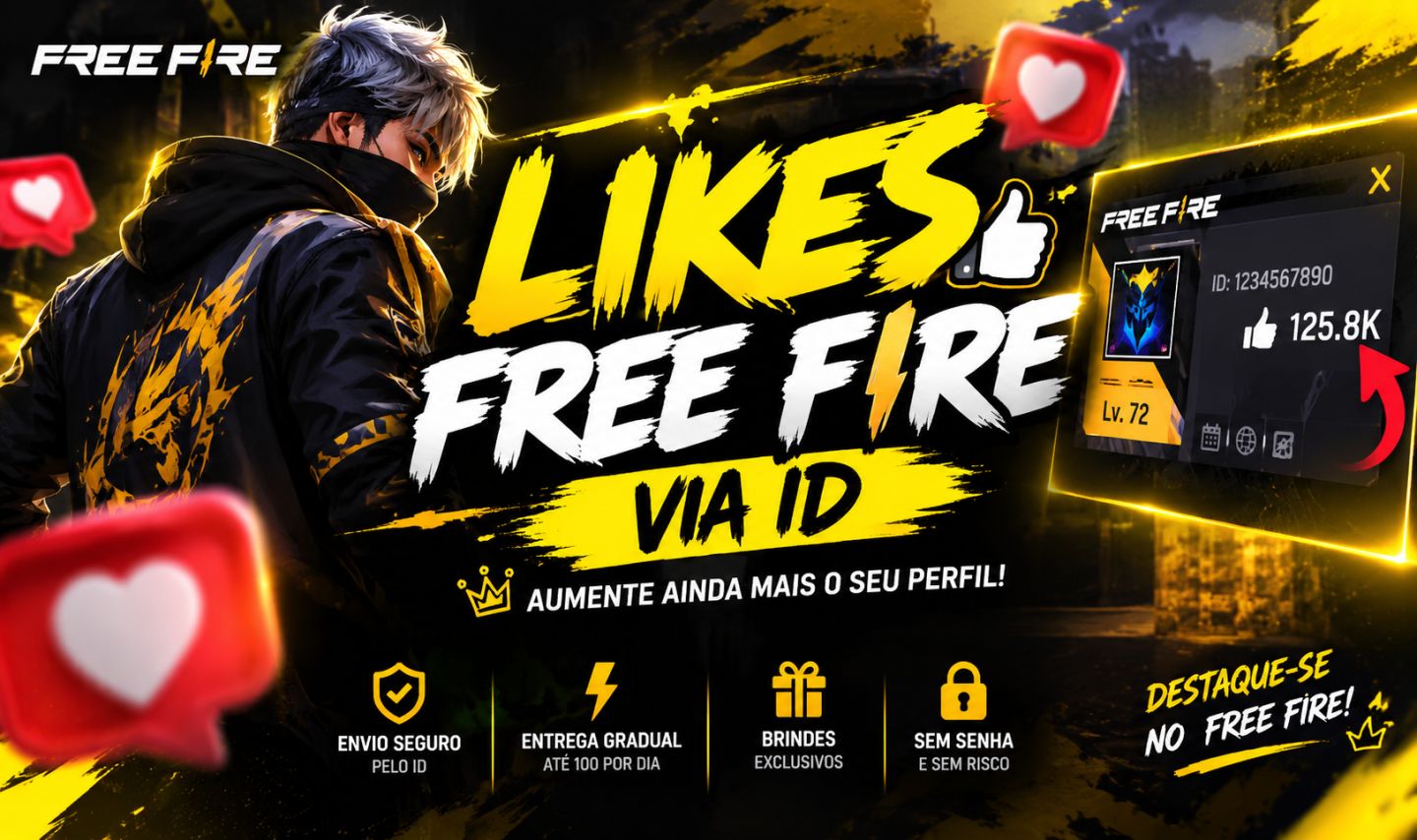 LIKES FREE FIRE VIA ID | ENTREGA SEGURA + BRINDES | RÁPIDO E CONFIÁVEL