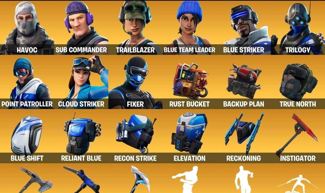 CONTA FORTNITE COM HAVOC, TRAILBLAZER, SUB COMANDER, ATEMPORAL & 40 SKINS