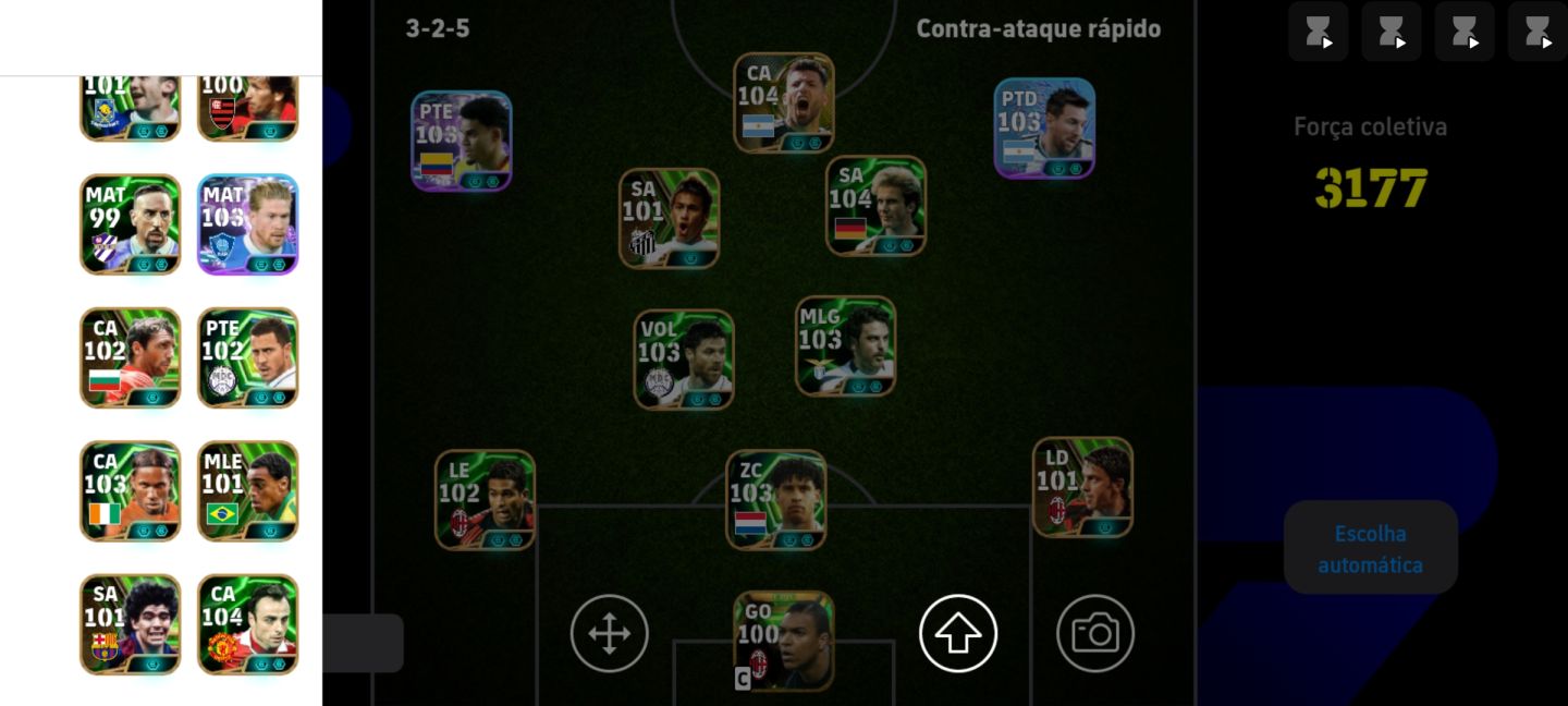 EFootball Mobile | Força 3178+ | Épicos Top: Rummenigge, Messi, Aguero, Neymar