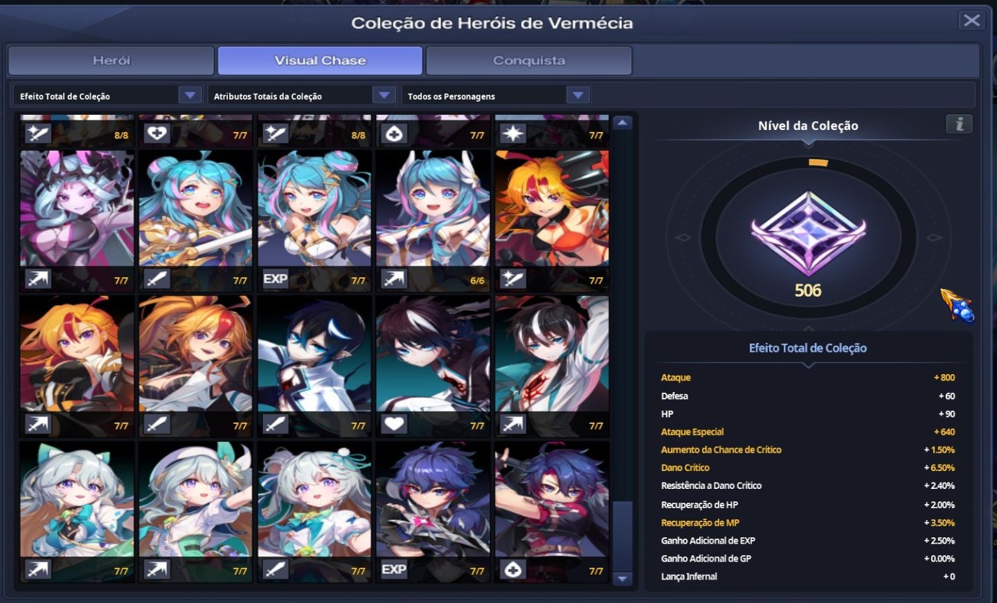 Conta EndCame GrandChase Classic C-Lvl 842 | 25 Chars Full 1.4KK+