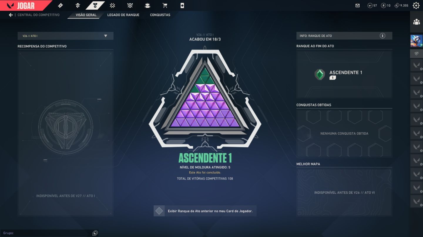 CONTA VALORANT EX ASCENDENTE COM 4 SKINS DE VANDAL, 4 SKINS DE FACA E MT +