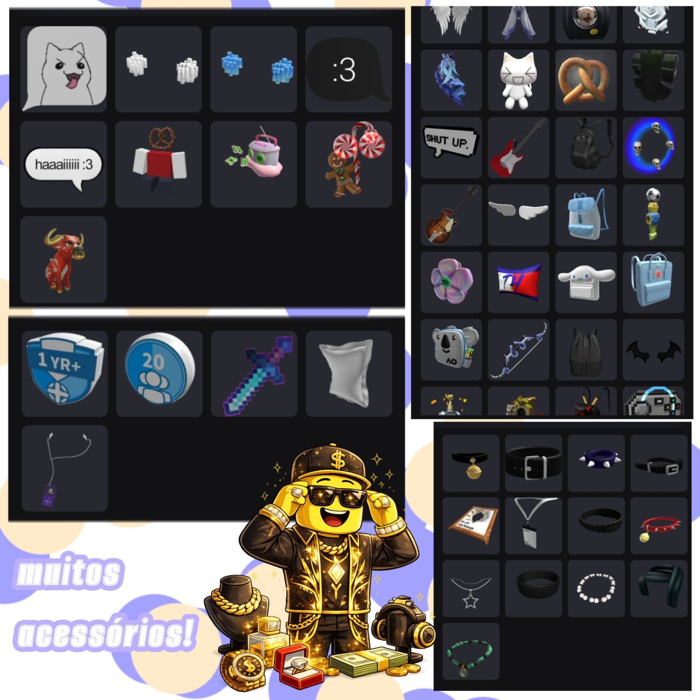 ROBLOX | +200 ITENS PAGOS | ROUPAS, ACESSÓRIOS E COSPLAYS, JOGOS E +!