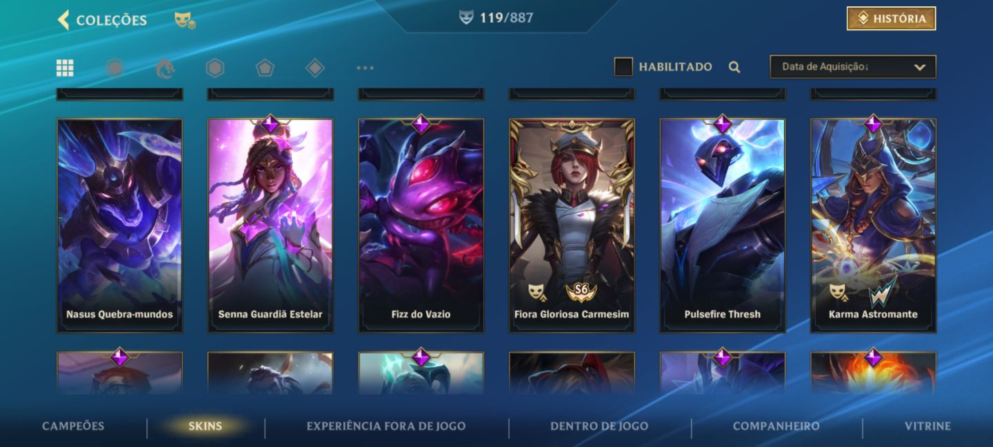 SKIN LENDÁRIA LUX R. DE CRISTAL/C. NEGRO E SENNA V. OESTE + 110 SKINS HABILITADA