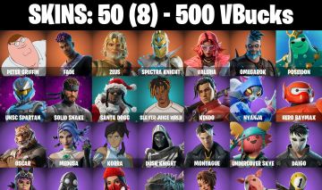 CONTA FORTNITE COM 50 SKINS SOLID SNAKE/OCEAN/NISHA/SCUBA JONESY/VALERIA