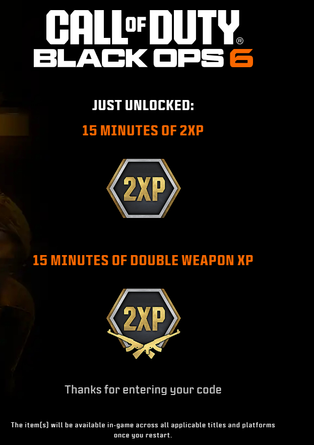 15 & 30 MINUTOS DE XP DUPLO BO6 / Black Ops 6/7 BO7 BO6 / Call Of Duty WARZONE