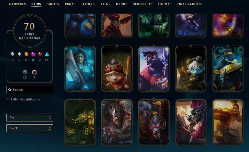 CONTA GOLD 3 / 35 SKINS / KAYN ODISSEIA / YASUO TINTA SOMBRIA COM MOLDURA