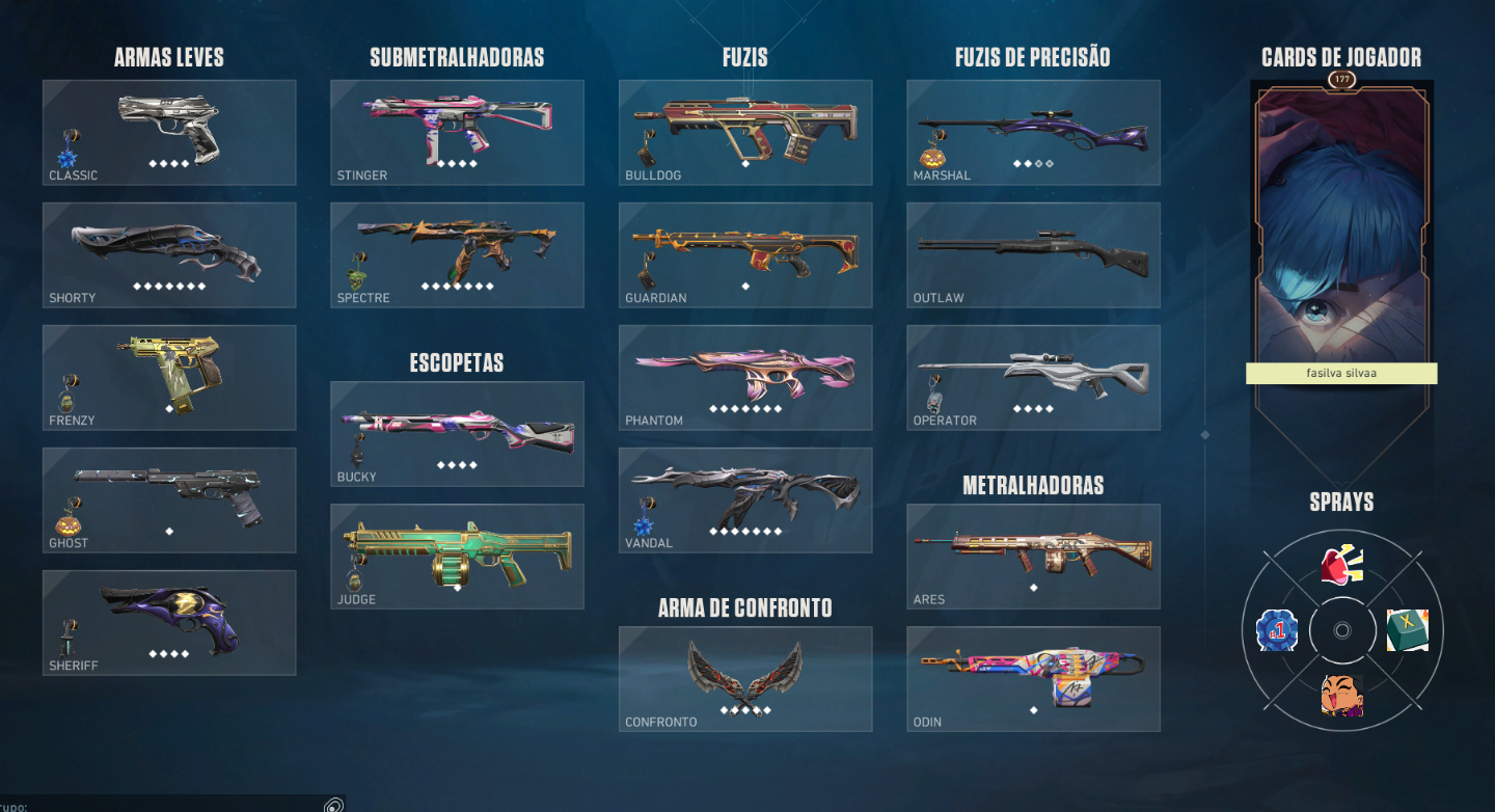 Conta valorant ouro, com skins e todos os agentes