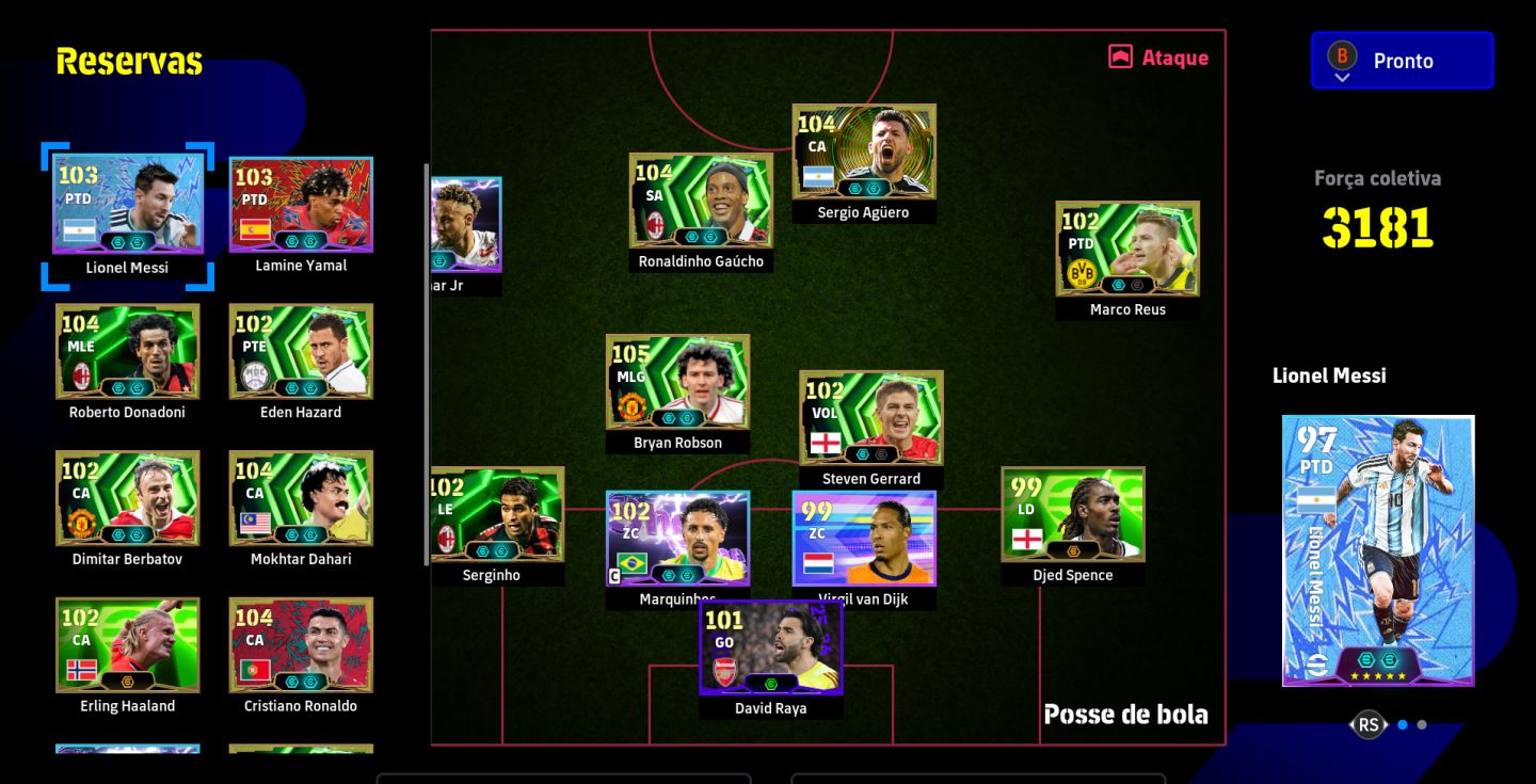CONTA EFOOTBALL COM RONALDINHO, NEYMAR,CR7, MESSI, AGUERO E MUITO MAIS.