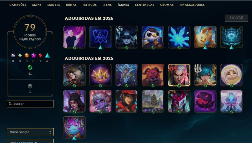 CONTA PLATINA 4 / 13 SKINS / LUX CÓSMICA / BROLAF / TRYNDAMERE LUA SANGRENTA