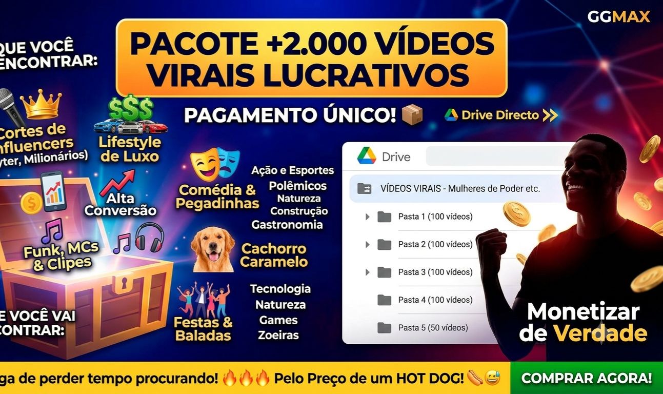 +2.000 Vídeos para TikTok, Reels, Kwai e Shorts pronto para postar, renda extra!
