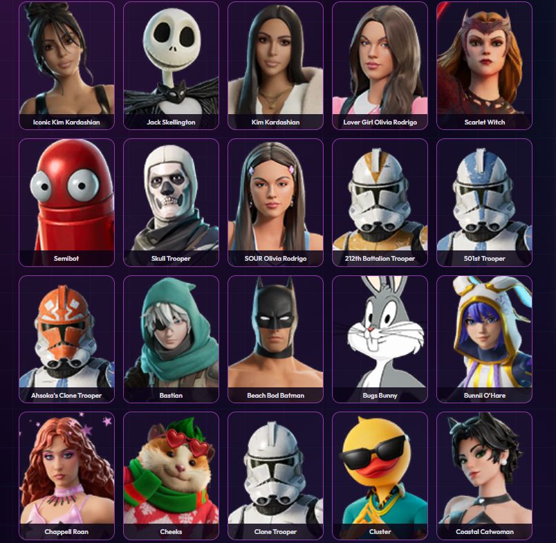 Conta com 74 skins e 101 picaretas