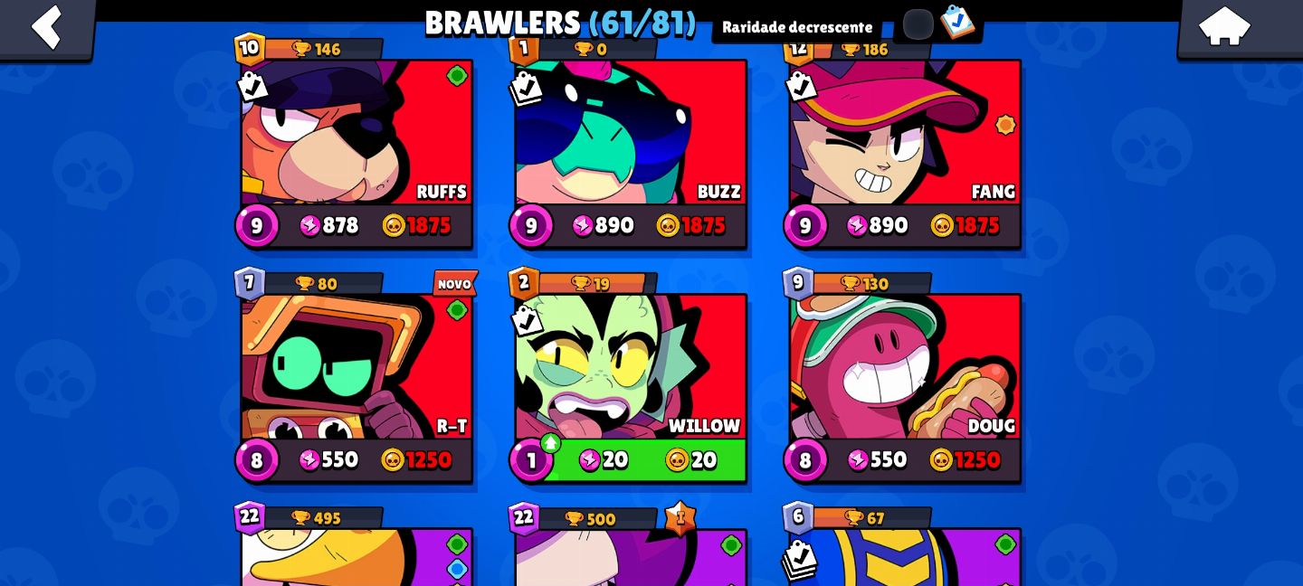Super conta Brawl start com skin da Shelly estelar e muitos Brawl pass