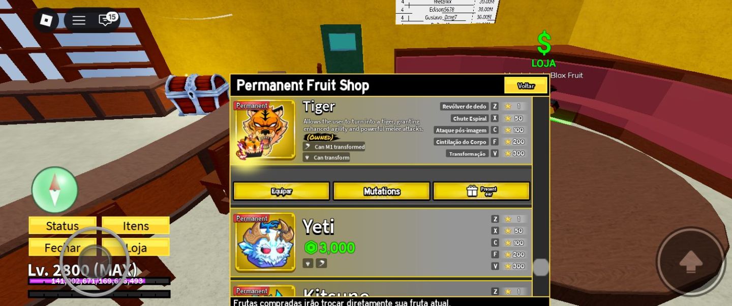 Conta de blox Fruit com 4 perm e upada em vários jogo