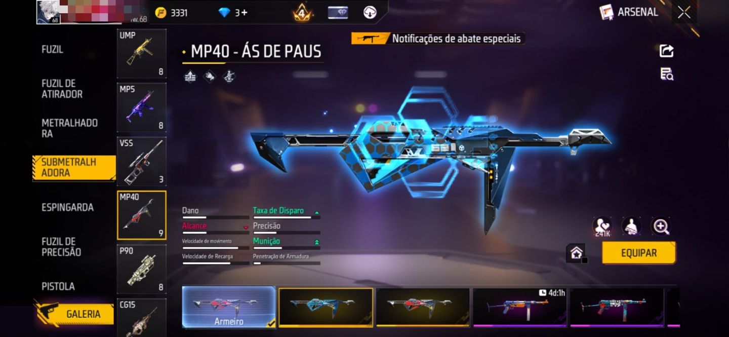 CONTA FREEFIRE COM TODAS AS SKINS DE NARUTO E ARMAS ATRIBUTADAS