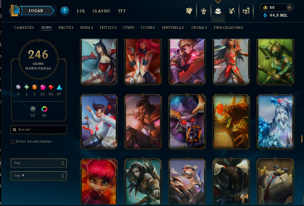 VENDENDO MINHA CONTA DO LEAGUE OF LEGENDS 185 SKINS COM SKIN DO VIEGO EXALTADA