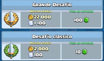 Serviço de grande desafio e desafios clássico Clash Royale