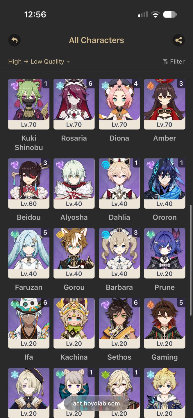 GENSHIN IMPACT AR 58 | COLUMBINA C1 + MAVUIKA C1 | 67 PERSONAGENS | 5 ARMAS