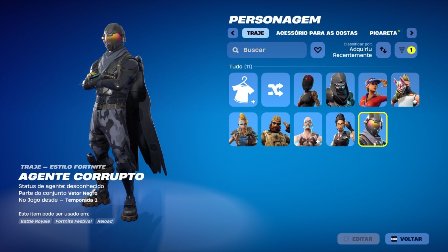 Conta Fortnite Agente corrupto, Temporada 5 Completa