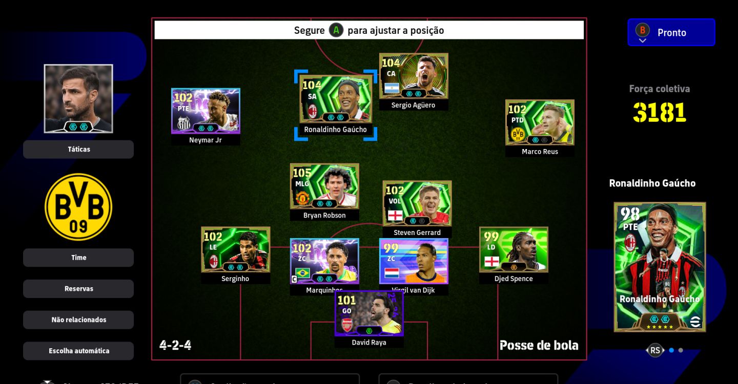 CONTA EFOOTBALL COM RONALDINHO, NEYMAR,CR7, MESSI, AGUERO E MUITO MAIS.