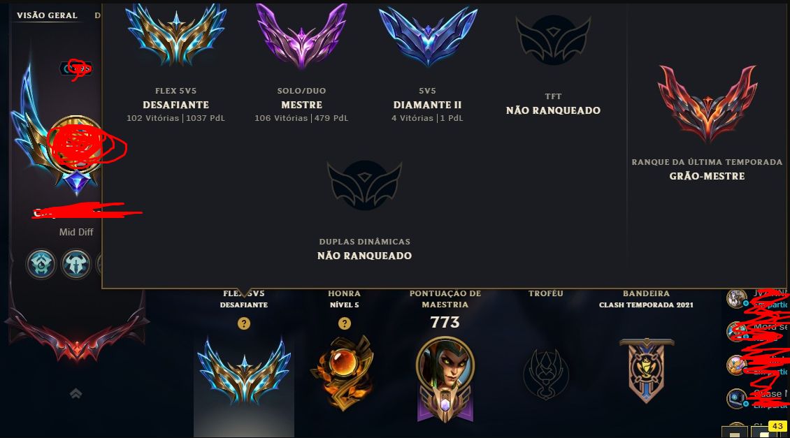 CONTA LEAGUE OF LEGENDS - DONO UNICO - CHAL - MESTRE