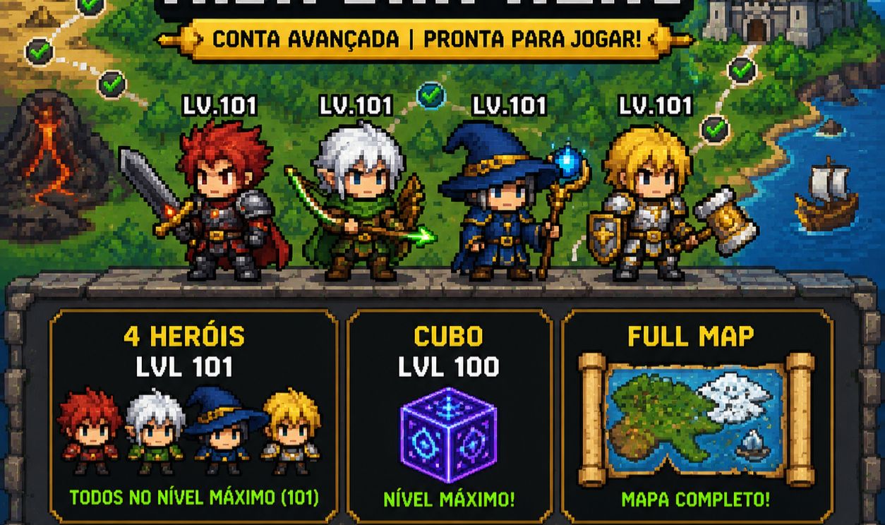 TBH TASK BAR HERO | 4 HERÓIS 101 | CUBO LVL 100 | FULL MAP