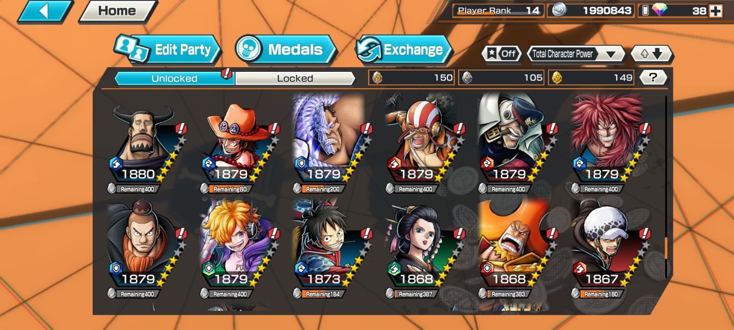 Conta de Bounty rush com barba negra, Aokiji e Rogerio EX