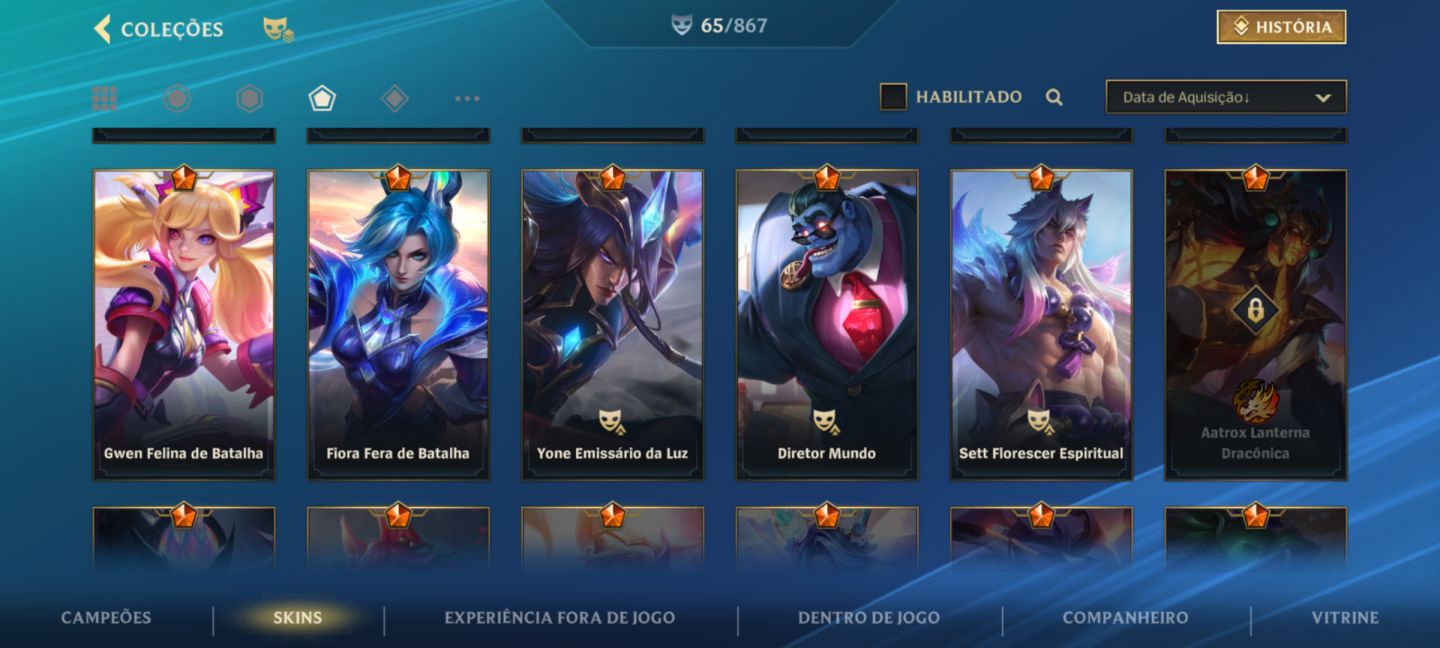 Wild Rift Conta 65 Skins (Lendárias + Épicas) | Nível 160