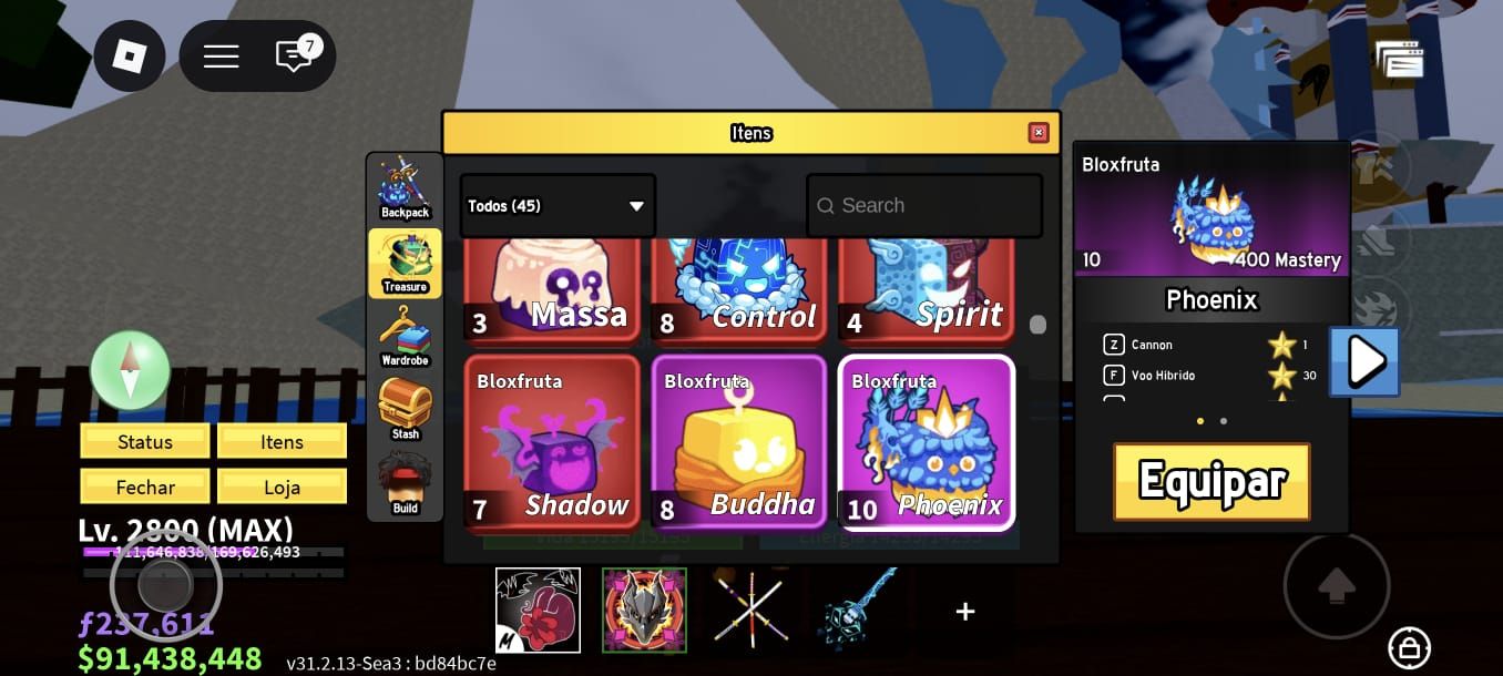 Blox fruits conta com Dragon perm e muita mais