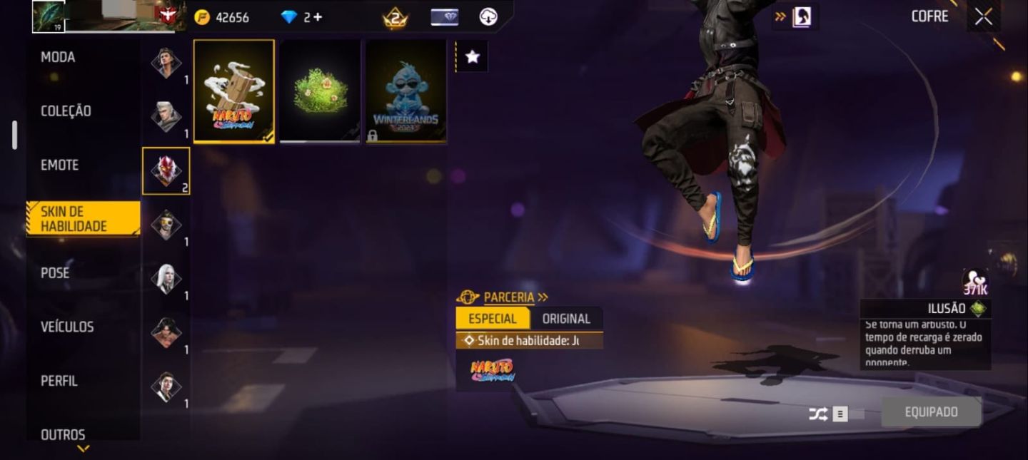 CONTA COM 4 CONJUNTOS DA PARCERIA COM NARUTO + ARMAS E ITENS EXCLUSIVOS