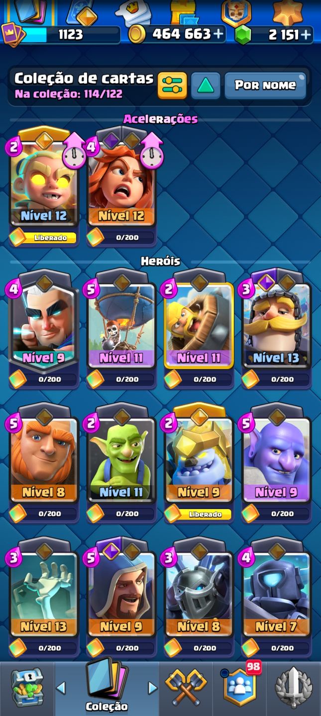 Conta de clash royale com diversas evoluções