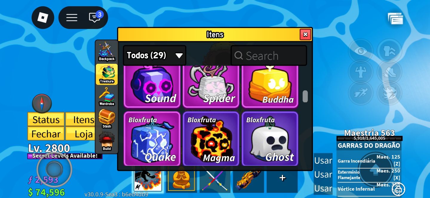 ROBLOX BLOX FRUITS 2800 MAX - BUDDHA + SOUND + SPIDER +MAGMA + GARRA DO DRAGÃO