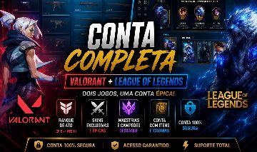 CONTA VALORANT + LOL FULL ACESSO + SKINS + BONUS ENTREGA AUTOMATICA!!