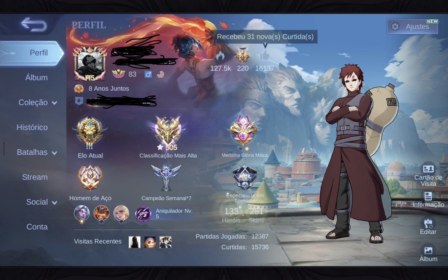 CONTA MOBILE LEGENDS À VENDA ALTA EXPERIÊNCIA | GLÓRIA MÍTICA | 251 SKINS
