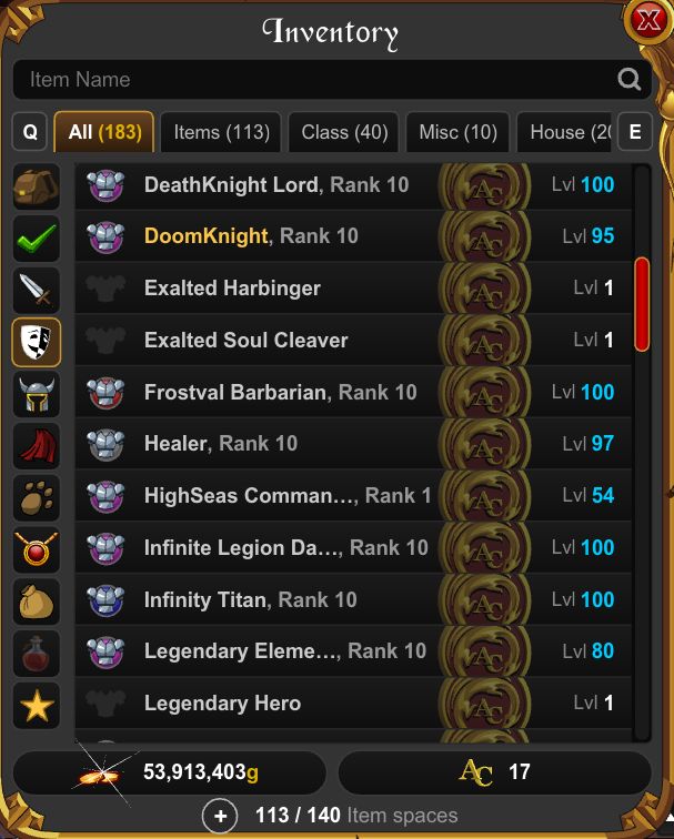 Conta AQW 15 ANOS + CHESTS + ALGUNS HARD FARMS