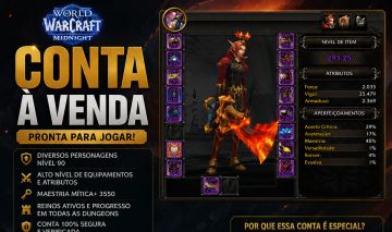 CONTA WOW MIDNIGHT 3550 IO | Paladina 293 | Xamã 292 | Monge 282