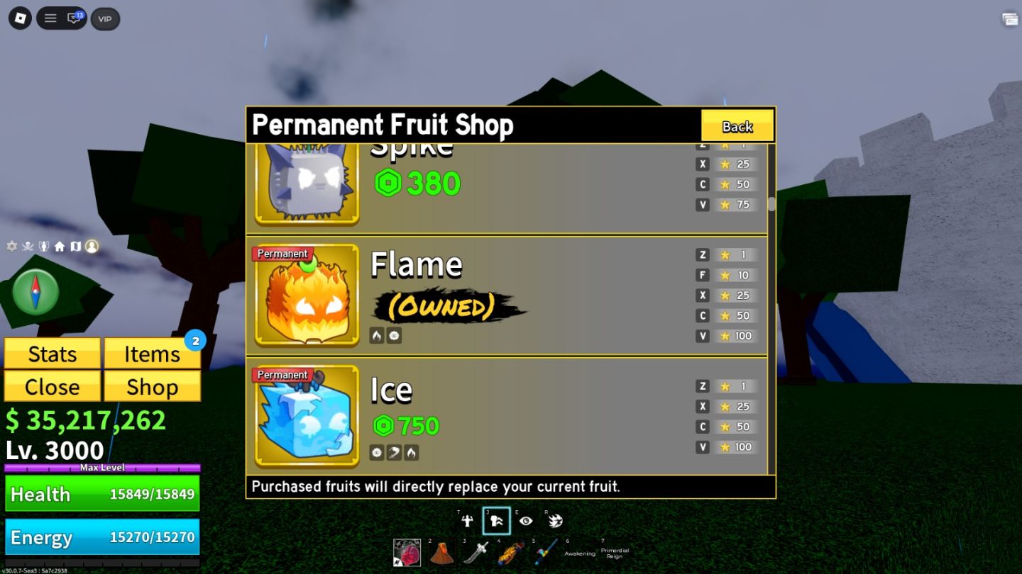 Conta blox fruits frutas perm, diversas espadas/armas e muito dinheiro