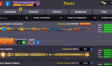 PROMOÇÃO! TACO 'PODER CRESCENTE' FULL - NÍVEL MÁXIMO | 8 BALL POOL