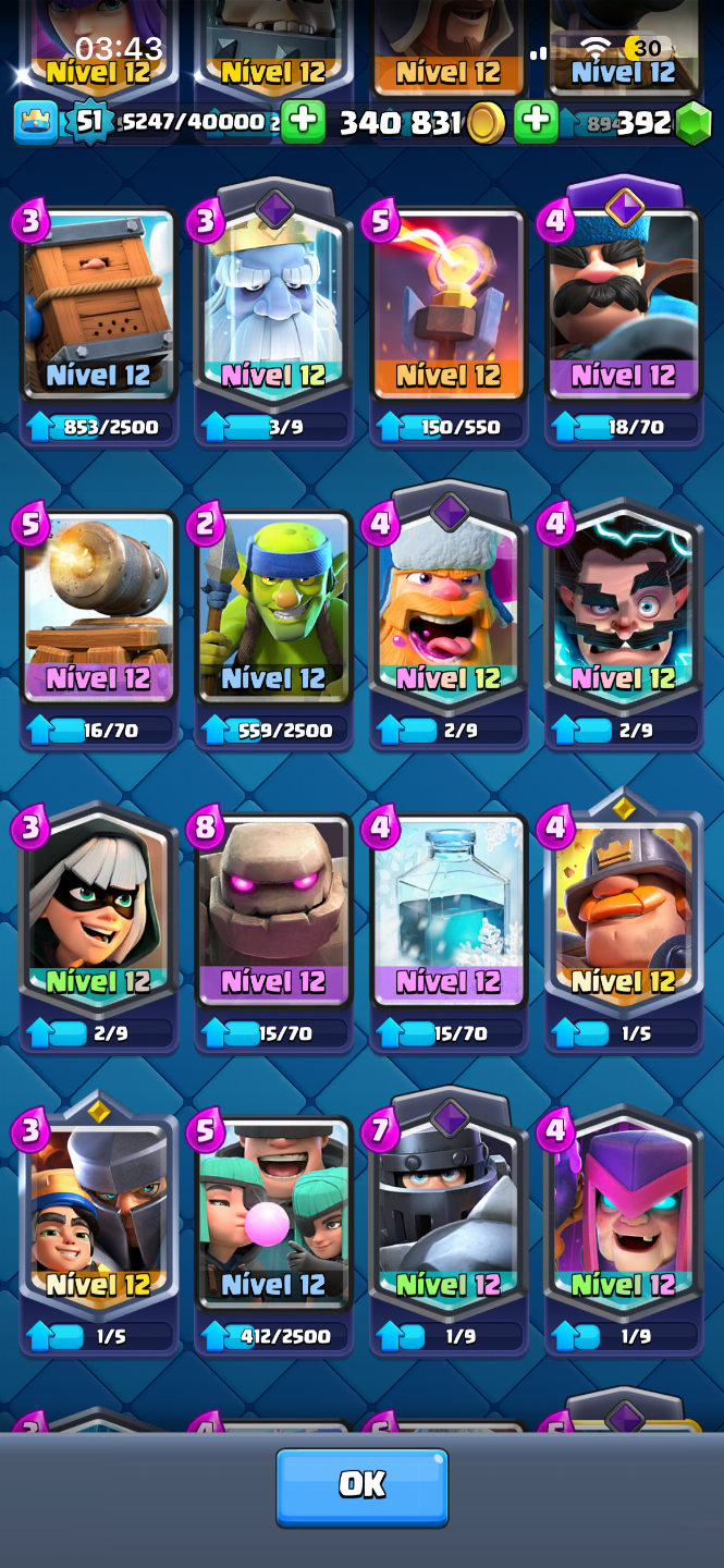Conta Clash Royale com 10k de troféus, emotes, 1k gasto na conta