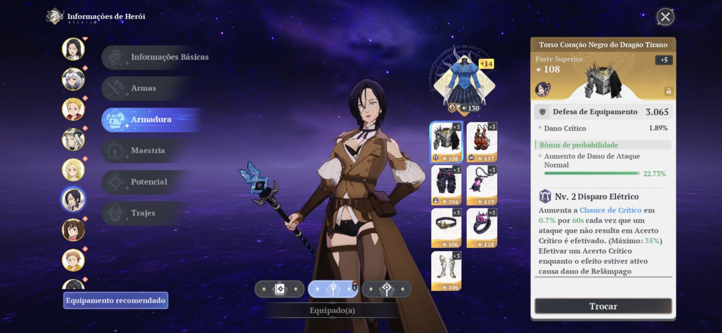 BAN P10, MERLIM P10, MELIODAS P9, ELIZA P6, GOWTHER P6, CONTA FULL END GAME