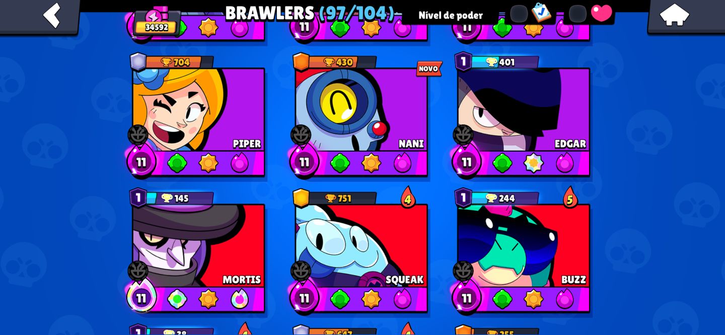 CONTA BRAWL STARS | 34 MIL TROFEUS | 25 POWER 11 | DIVERSOS BRAWLERS NIVEL 1000+
