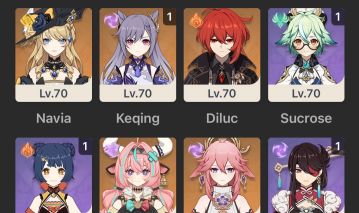 Conta Genshin com Navia + Varesa + Yae Miko + Keqing + Diluc