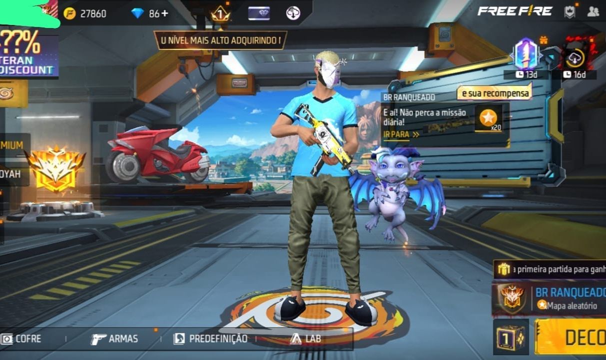 Conta ff básica com melhor skin