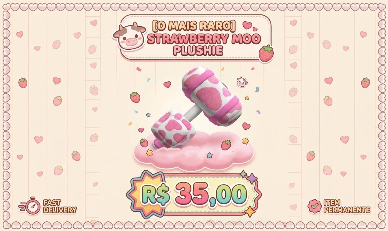 [O MAIS RARO] STRAWBERRY MOO PLUSHIE Flee The Facility - ENTREGA RÁPIDA!