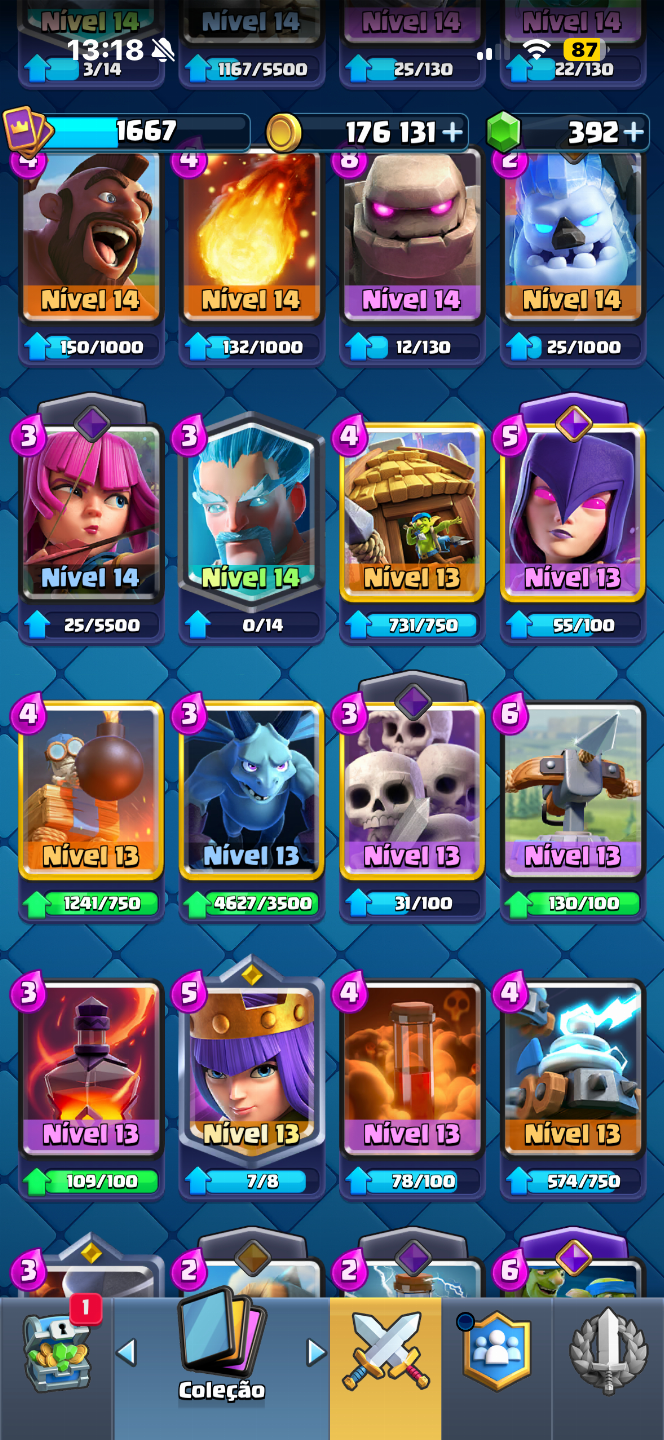 CONTA CLASH ROYALE LEVEL 15 - 10529 TROFEUS - DECK LOGBAIT MAXIMIZADO LEVEL 16