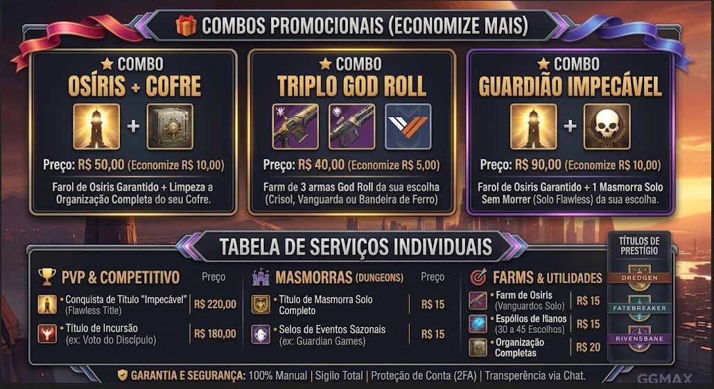 DESTINY 2 BOOST | FAROL OSÍRIS, SOLO FLAWLESS E FARMS