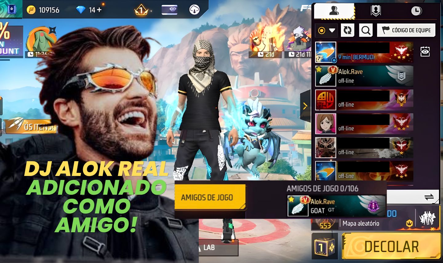 CONTA EXCLUSIVA | DJ ALOK ADICIONADO COMO AMIGO | SOMBRA ROXA | 4 EVOLUTIVAS