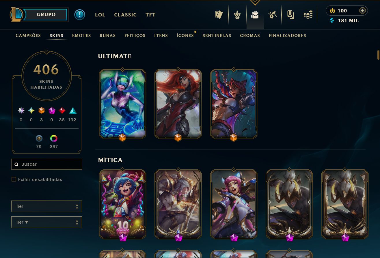 CONTA LEAGUE OF LEGENDS +406 SKINS [Ex Mestre]