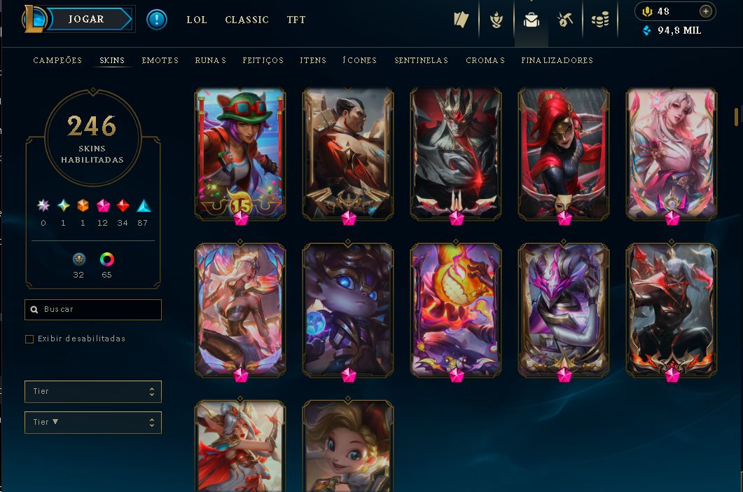 VENDENDO MINHA CONTA DO LEAGUE OF LEGENDS 185 SKINS COM SKIN DO VIEGO EXALTADA