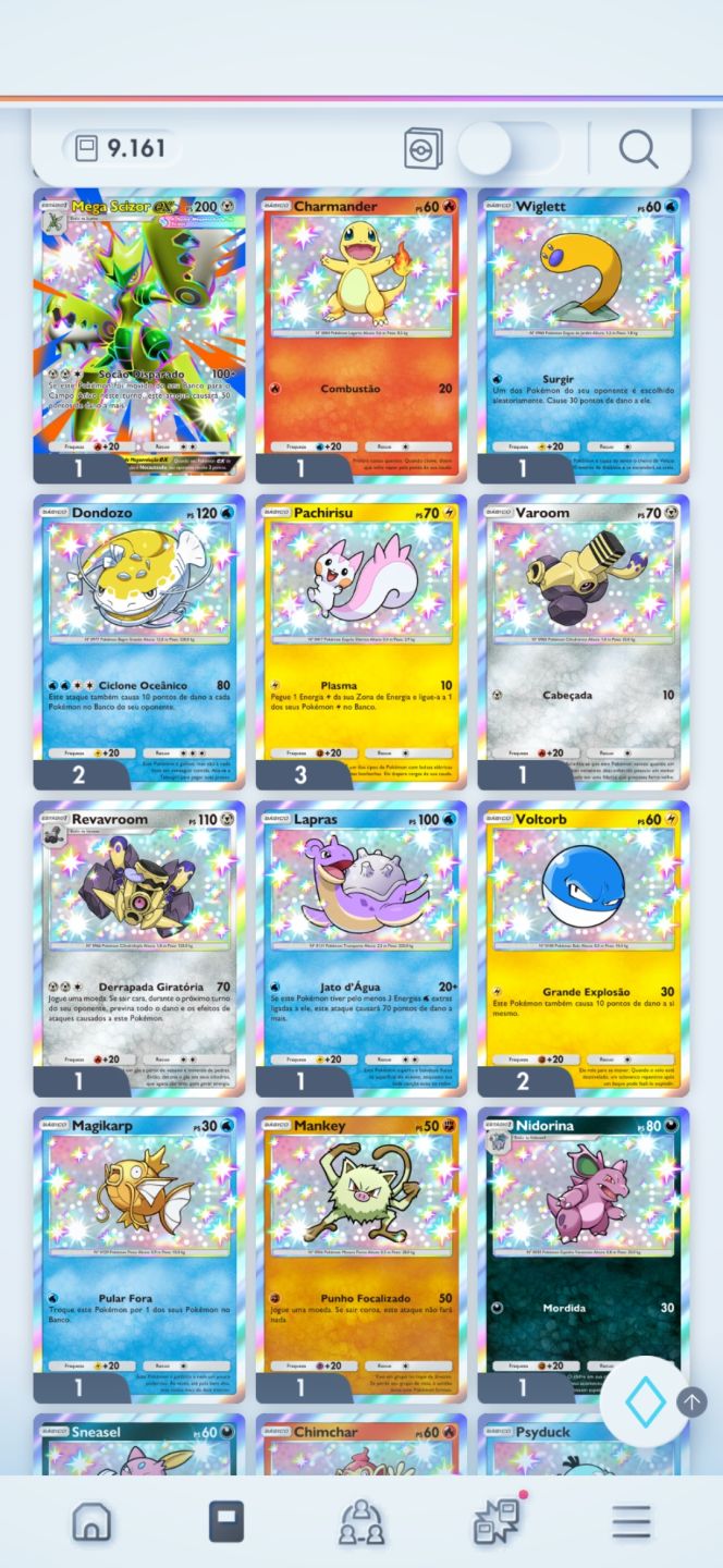 Conta pokemon TCGP cartas raras